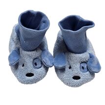 Baby Boy Clothes Blue Puppy Dog Plush Slipper Booties Socks Shoes 0-3-6 ... - $12.87