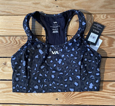 rvca NWT $50 women’s essential Cheetah printed sports bra size L black t12 - £23.28 GBP