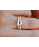 1.2 ct Rose Oval Bridal Set, Engagement Ring, Wedding Ring Set In 925 Si... - £107.51 GBP