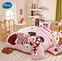 4pc. DISNEY&#39;S SLEEPING MICKEY COTTON PINK TWIN FULL/QUEEN DUVET COVER SET - $174.22+