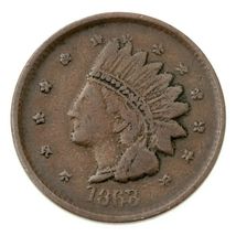 1863 Copper Not One Cent Patriotic Civil War Token F-62/367 in VF - $54.10