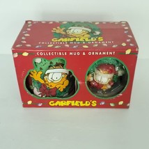 Garfield the Cat Collectible Coffee Mug Cup Merry Xmas Ornament Set Vintage 1996 - £23.45 GBP