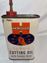 Vintage Hercules Clear Cutting Oil Tin Litho can - £27.65 GBP