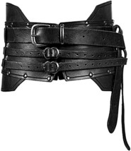 Medieval Steampunk Dress Up Retro Belt Handmade Men&#39;s Armor Belt Black - £158.57 GBP