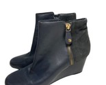 Issac Mizrahilive Womens Size 8.5 M Boots Dark Gray Vegan and Suede Wedg... - $15.98