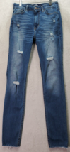 Hollister Jeans Women&#39;s 27 Blue Distressed Super Skinny Ultra High Rise Stretch - £14.62 GBP