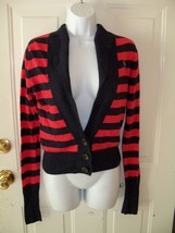 Abercrombie &amp; Fitch NAVY AND RED STRIPE BUTTON CARDIGAN/SWEATER SIZE S EUC - £17.50 GBP