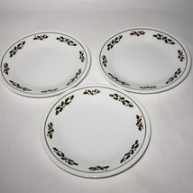 Set of 3 Corelle Winter Corning Winter Holly 6.75&quot; Bread &amp; Butter Plates EUC - £13.51 GBP