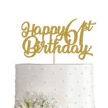 61St Birthday Cake Topper, Gold Glitter Cheers To 61 Years Party Decorat... - £12.78 GBP