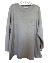 Quacker Factory Womens Tunic Top Gray 3X Knit Long Sleeve Pullover Crystals - $18.81