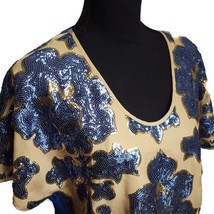Tracy Reese x Target Women&#39;s Shirt Medium Sequined Tan Blue Blouse Top - £10.95 GBP
