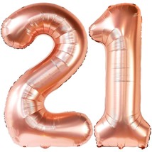 Rose Gold, Large 21 Balloon Number - 40 Inch, Happy 21St Birthday Decorations Fo - £14.37 GBP