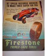 Vintage Firestone Triple Safe Tires Print Magazine Advertisement 1937 - €7,86 EUR