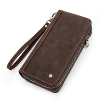 Contact&#39;S Genuine Leather Men&#39;s Wallet Clutch Bag Card Holder Long Wallets Doubl - £54.14 GBP