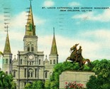 New Orleans Louisiana LA St Louis Cathedral Vtg Linen Postcard Kropp Pub... - $3.91