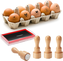 Nuanchu 4 Pcs Fresh Egg Stamp round Wooden Rubber Stamp for Eggs Chicken Egg Lab - £22.66 GBP