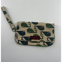 Bungalow 360 Canvas Wristlet Wallet Tan Blue Whales Clutch Travel Boho - $155.67 MXN