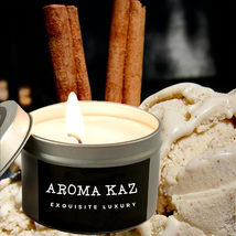 Creamy Cinnamon Vanilla Scented Tin Candles Hand Poured Vegan Friendly Eco Soy - $14.95+