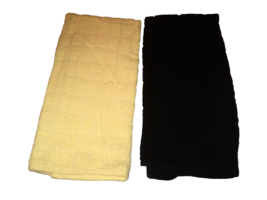 Set of 2 Kitchen Dish Tea Towels Yellow, Black Tonal Window Pane Pattern Vintage - £9.16 GBP