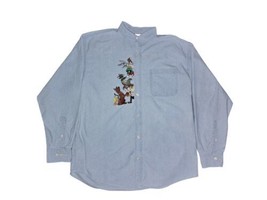 Vintage 1998 Looney Tunes/Warner Bros Button Up Embroidered Denim Shirt Size L - £26.18 GBP