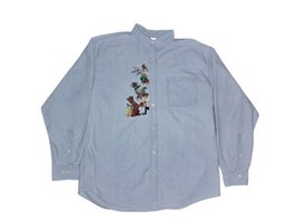 Vintage 1998 Looney Tunes/Warner Bros Button Up Embroidered Denim Shirt ... - $33.25