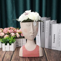Resin Flower Pot Vase, Decorative Modern Head Planter Face Vase  - £22.92 GBP
