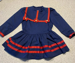 Vintage Peaches ‘n Cream Sailor Dress Navy Blue &amp; Red Girl’s Size 5 Made in USA - £10.98 GBP