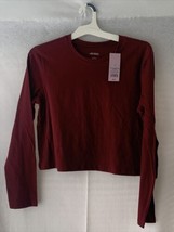 Women&#39;s Long Sleeve Cropped T-Shirt - Wild Fable™ - Color Burgundy - Siz... - $3.47