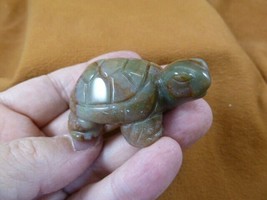 (Y-TUR-LAO-741) green brown jasper TURTLE tortoise FIGURINE gemstone turtles - £18.67 GBP