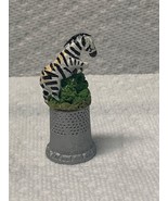 Collectible resin thimble decorated with animal 2” x 1” zebra - $13.49