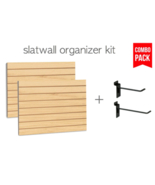 Maple Slatwall Panels Organizer Kit (2) 24" x 48" Panels+ 30 Hooks 2" &amp; ... - $109.79