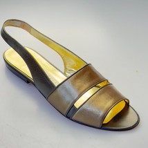 PERRY ELLIS Womens Shoes Green Metallic Leather Flat Sling-backs Sandals... - £35.65 GBP