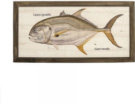 Art Print Giant Trevally Fish Beige Wood - £157.37 GBP