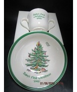 SPODE CHRISTMAS TREE MUG AND SAUCER 1991 BABY&#39;S FIRST CHRISTMAS SET 1991... - $60.93 CAD