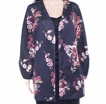 MSRP $94 Alfani Womens Floral Scuba Collarless Blazer Black Size M - $22.85