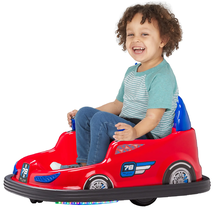Kid Trax 6V Bumper Car Ride-On Toy, Red, 360° Spin with LED Lights, Soft... - $71.05