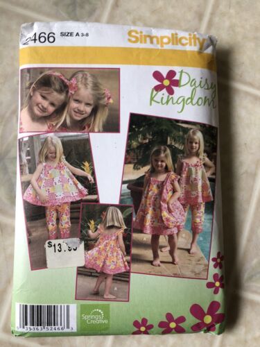 Simplicity Daisy Kingdom pattern 2466 Girls' Dress, Top, Capris, Tote sz 3-8 unc - $9.81