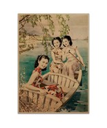 Three Girls in a Boat Poster Vintage Reproduction Print Shanghai Chinese... - £4.01 GBP+