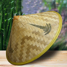 Retro Bamboo Rattan Fisherman Farmer Sun Hat Handmade Weave Raiden Hat  - £7.04 GBP