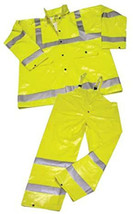 NEW Ironwear 2 PC Rainsuit ANSI Class 3 LIME Jacket w/Tuckaway Hood &amp; Bi... - £23.50 GBP