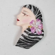 Vintage 1980s Gypsy Head Brooch Pin 2.5 Inch Total Length Including Head... - $7.00