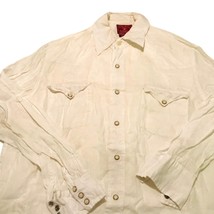 Vintage Lucky Brand Dungarees America Men`s Shirt 100% Linen Long Sleeve M - £31.41 GBP