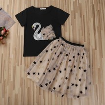 NEW Swan Girls Short Sleeve Shirt Tutu Skirt Outfit Set Size 7 - $10.99