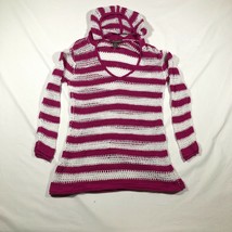 Tommy Bahama Kapuzenpullover Damen XS Rosa Weiß Gestreift Offen Strick B... - $338.84 MXN