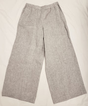 Lafayette 148 New York 100% Linen Wide-Leg Comfort Pants Sz-L Shiitake M... - $149.98
