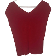 Talbots Sleeveless Double V Neck Knit Top Women Petites Mp Red Cotton Rayon - $10.80