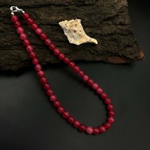 Red Jade 8x8 mm Beaded Stretch Adjustable Necklace AN-107 - £8.53 GBP
