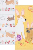 Set of 2 Different Cotton Printed Towels (15&quot;x26&quot;) SPRING,EASTER,DOG BUN... - $14.84