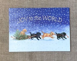 Chrissie Snelling Mischievous Dogs Snow Joy To The World Christmas Holiday Card - £2.81 GBP