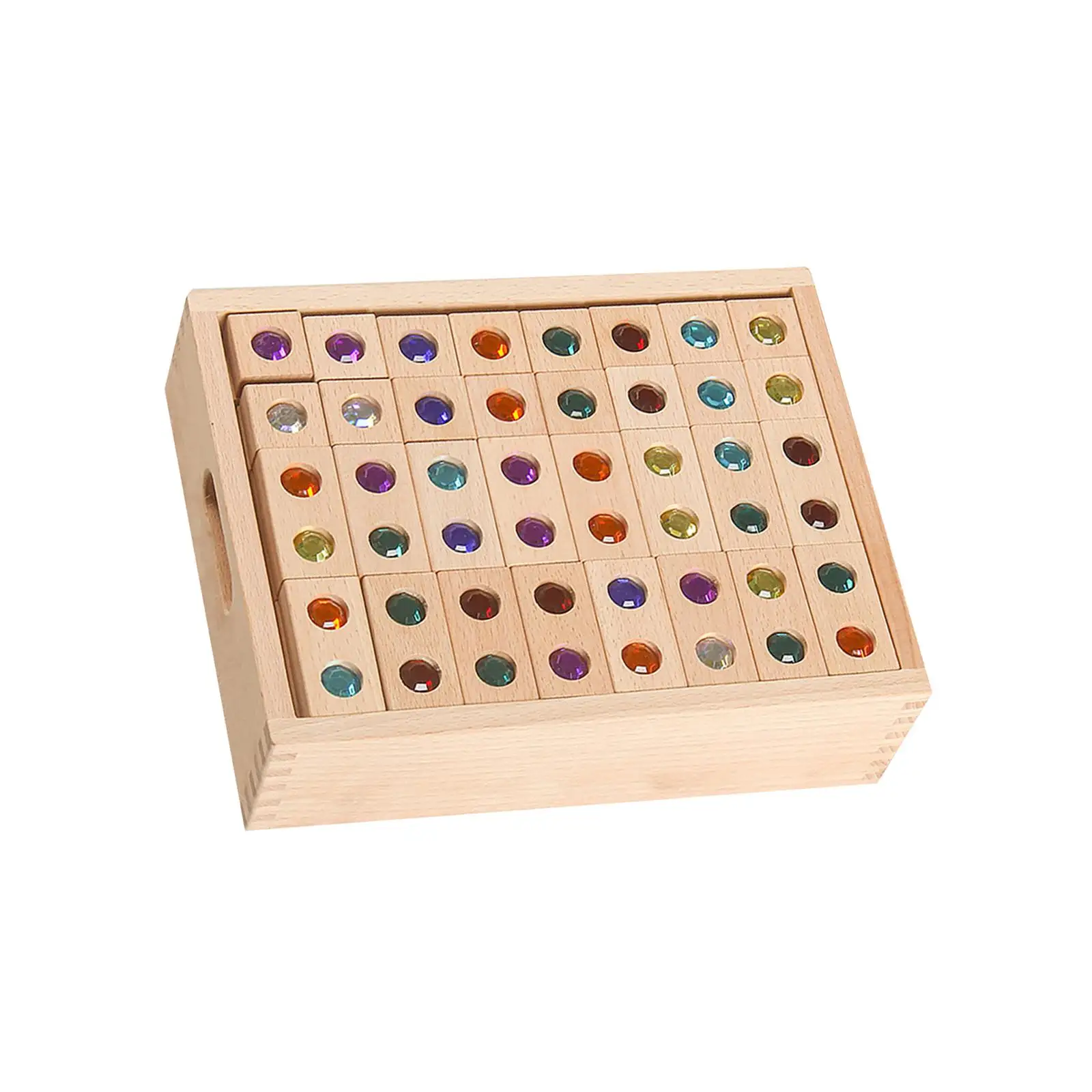 128x Rainbow Stacking Montessori Toys Wooden Building Blocks Rainbow Blocks for - £110.31 GBP